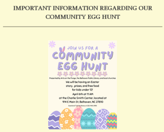 Egg Hunt Rescheduled for April 6th