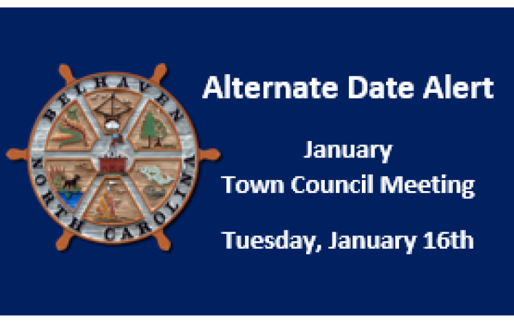 January Town Council Meeting will be held on January 16.